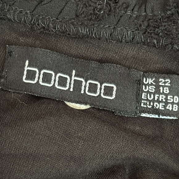 Boohoo Dobby Textured High Neck Shift Mini Dress Long Sleeve in Black Size 16 - Picture 8 of 9